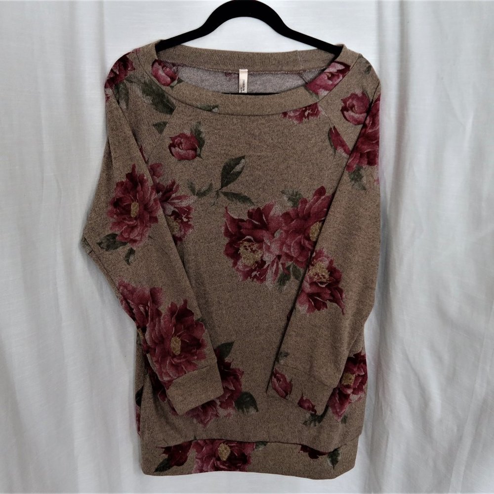 Jardin by Macris Brown Floral Blouse Size Large NWT